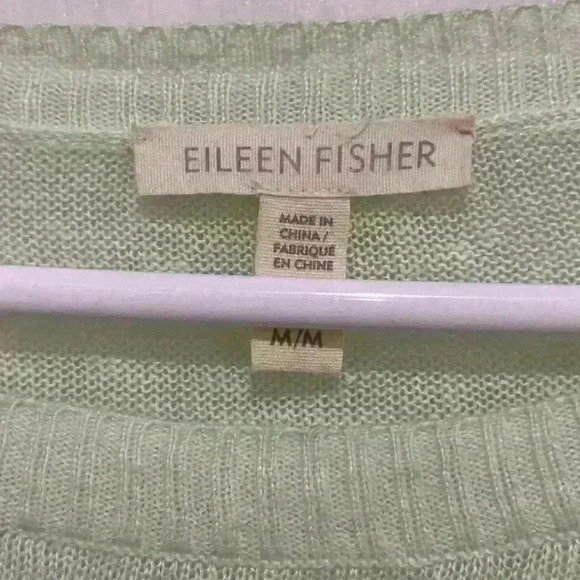EILEEN FISHER Organic Linen Lt Green Boxy Sweater medium - Picture 2 of 3